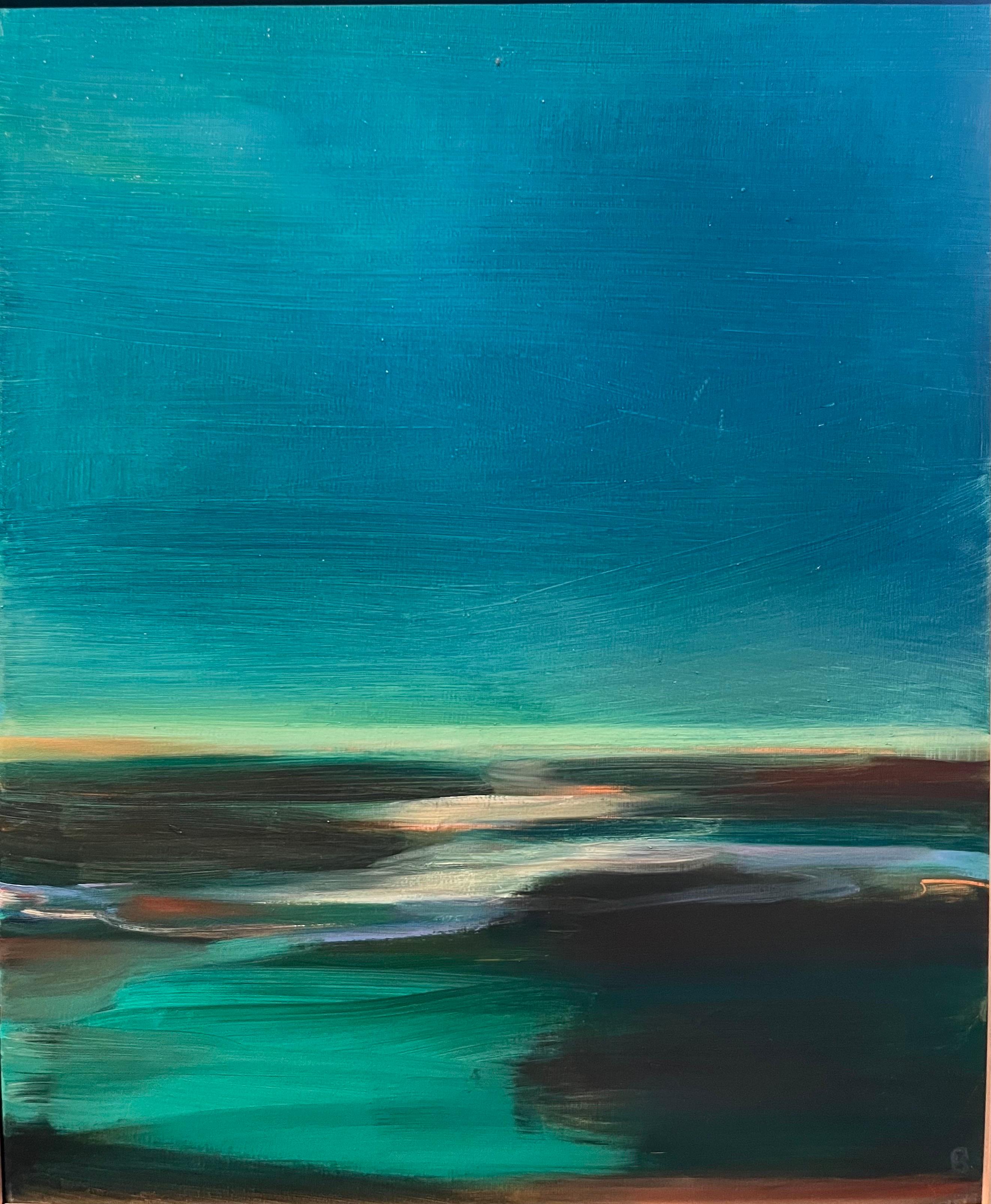 „Paesaggio del nord BLU“ Olio su tela cm. 45 x 55 2022 (Sonstige Kunststile), Painting, von Birgitte Likke Madsen