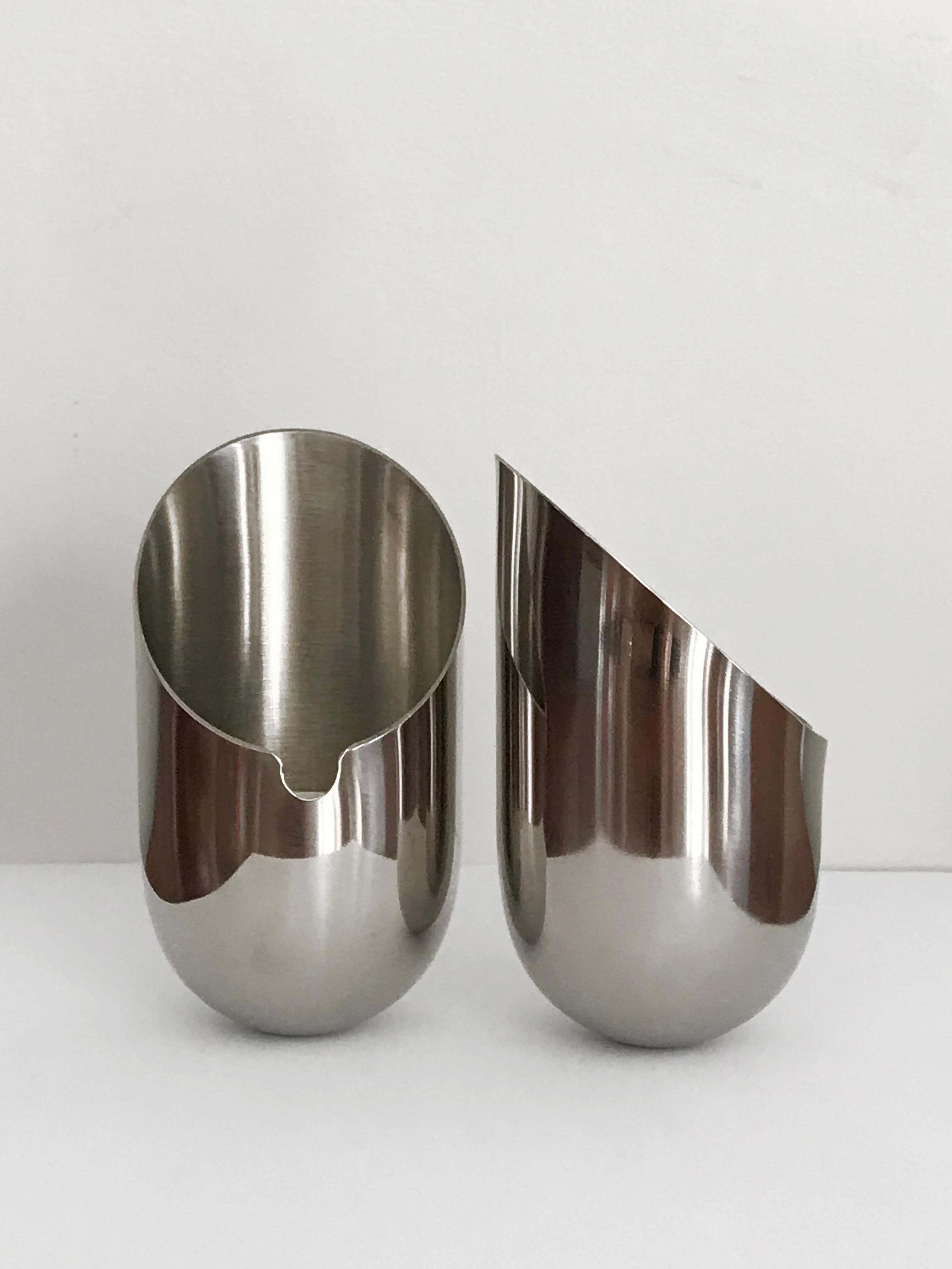 Stainless Steel Birillo Italian Steel Ashtrays by E. Didone for Valenti, 1970 For Sale