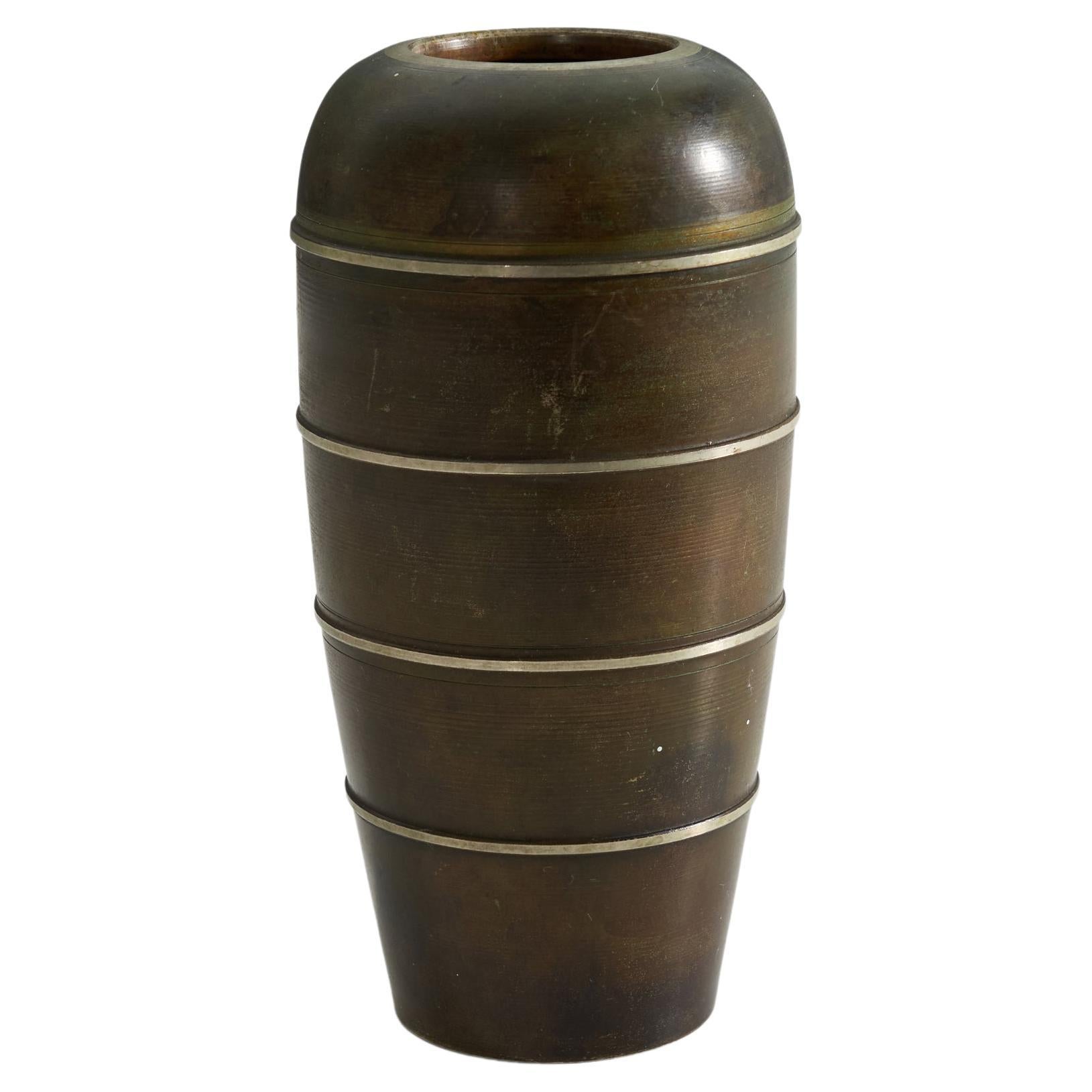 Birka Metall, Vase, Patinated Bronze, Sweden, 1930s