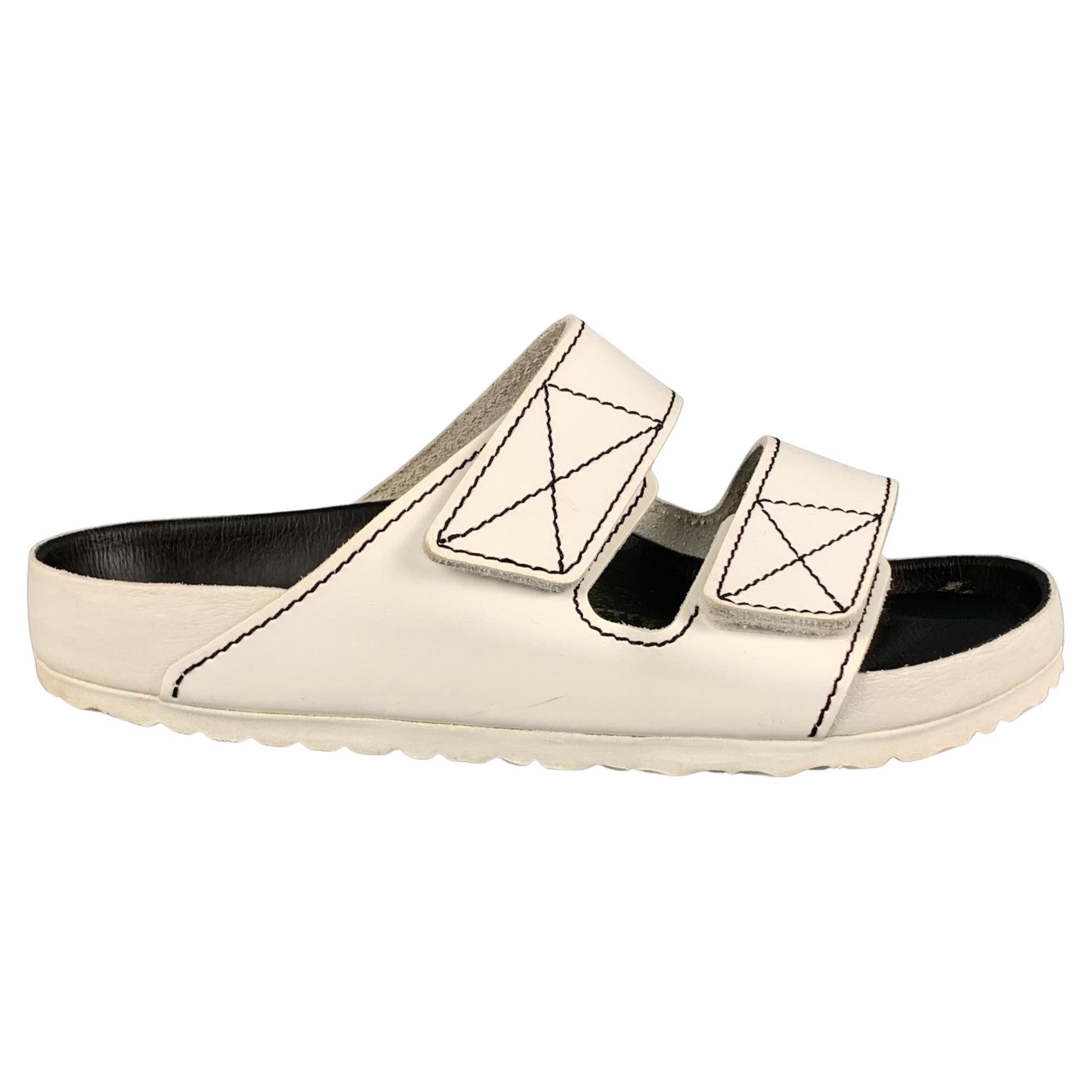 BIRKENSTOCK x PROENZA SCHOULER Size 9 White Contrast Stitch Leather Sandals