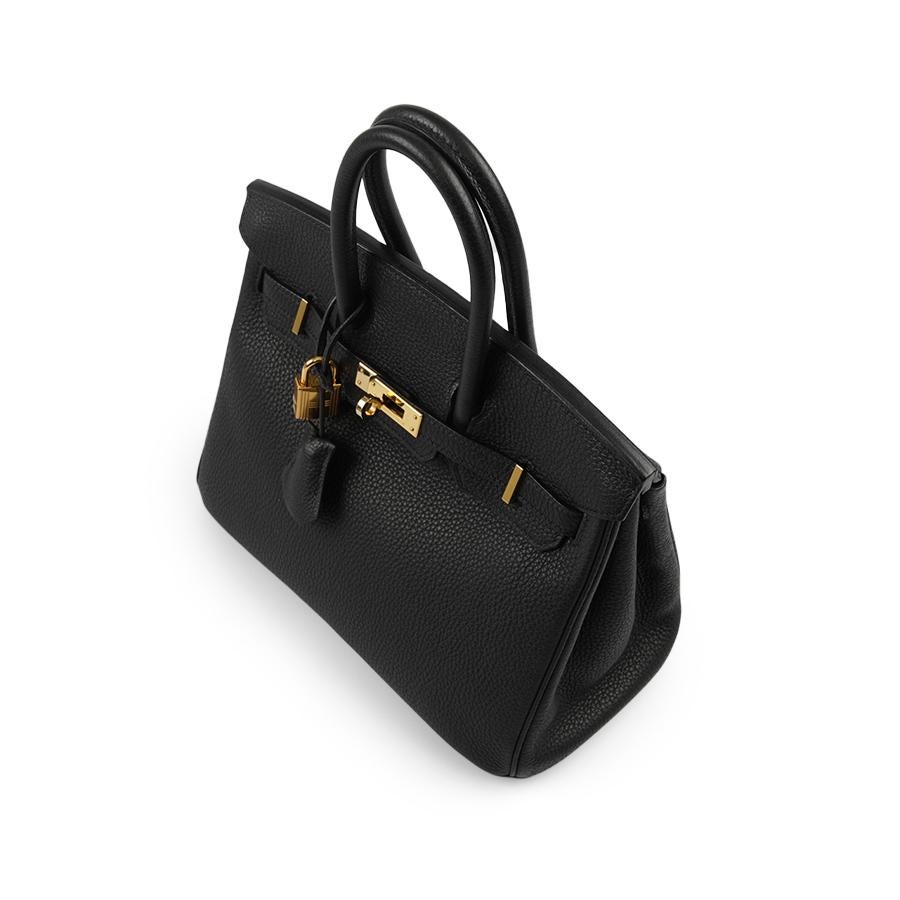 Birkin 25 HERMES Togo Black In Excellent Condition In Paris, FR