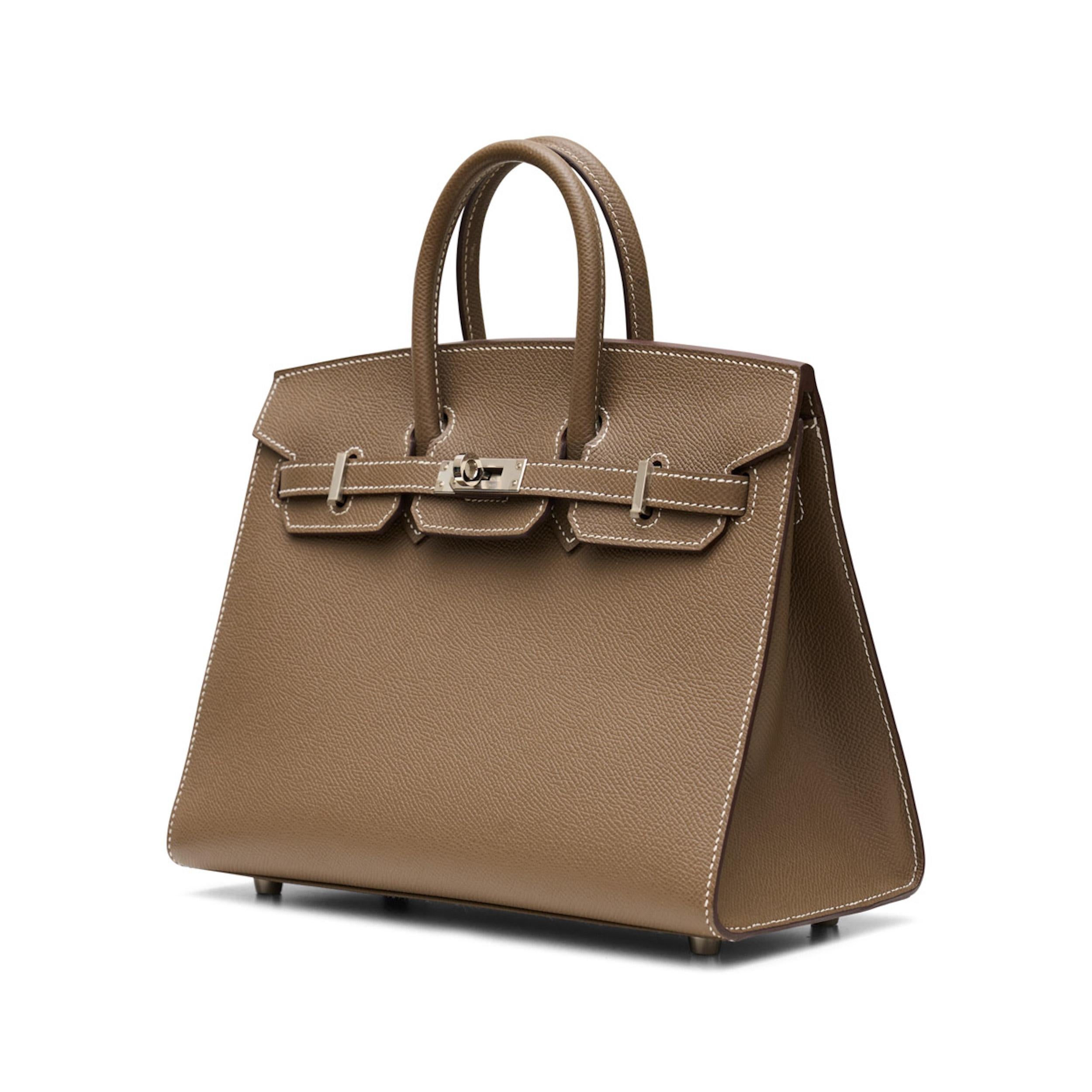 Brown Birkin 25 Sellier Etoupe Epsom PHW For Sale