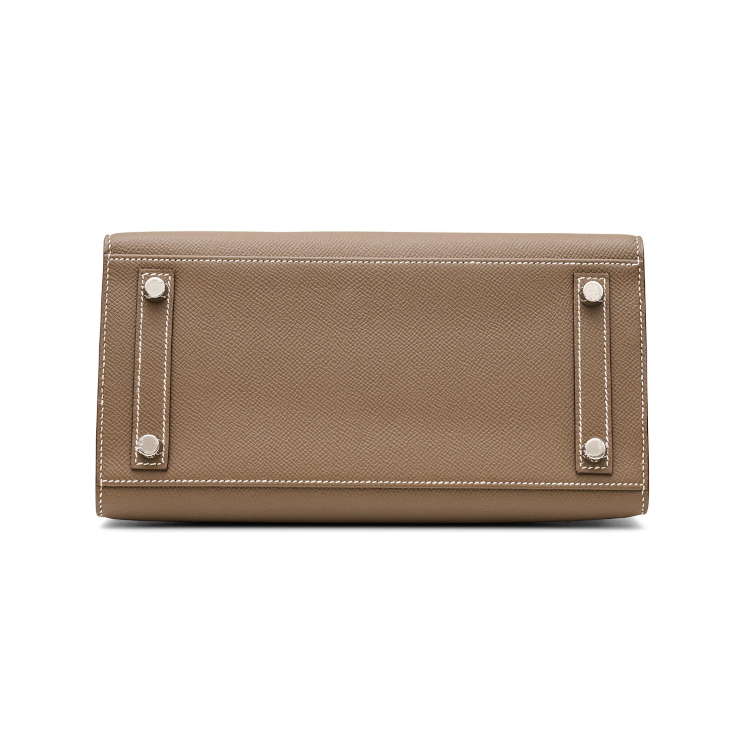 Birkin 25 Sellier Etoupe Epsom PHW In Excellent Condition For Sale In London, GB