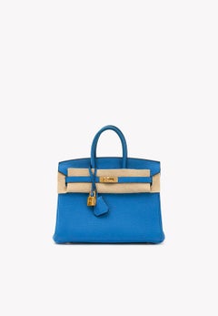 Birkin 25 Top Handle Bag in Bleu Zanzibar Togo mit Goldbeschlägen