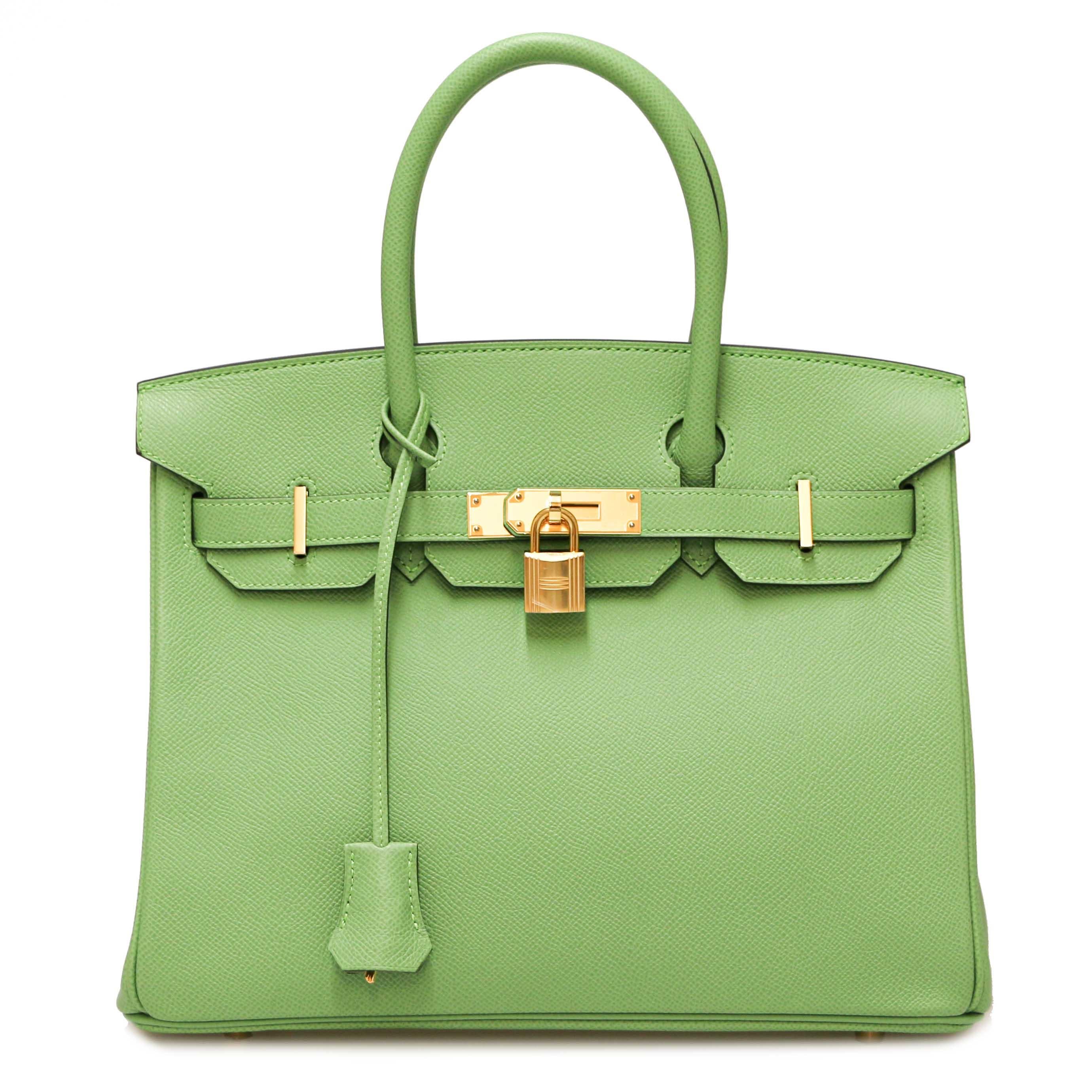 Amazing Birkin 30 in Cricket Green Epsom leather. The plastics are still on the jewelry. Padlock, zipper pull, bell and keys (2) are present.
The bag is in very good condition and has only been worn once, it's a recent model.
Made in