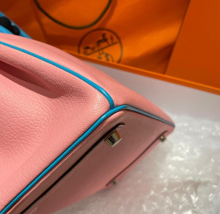 Birkin 30 Rose Confetti Bleu Azteque Chevre Bi-Color