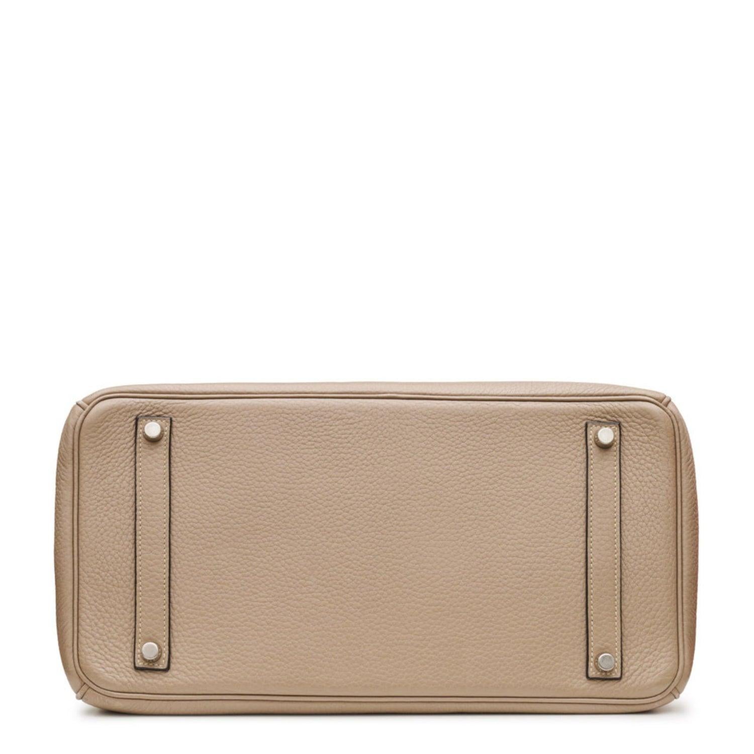 Birkin 35 Clemence Etoupe PHW im Zustand „Gut“ im Angebot in London, GB