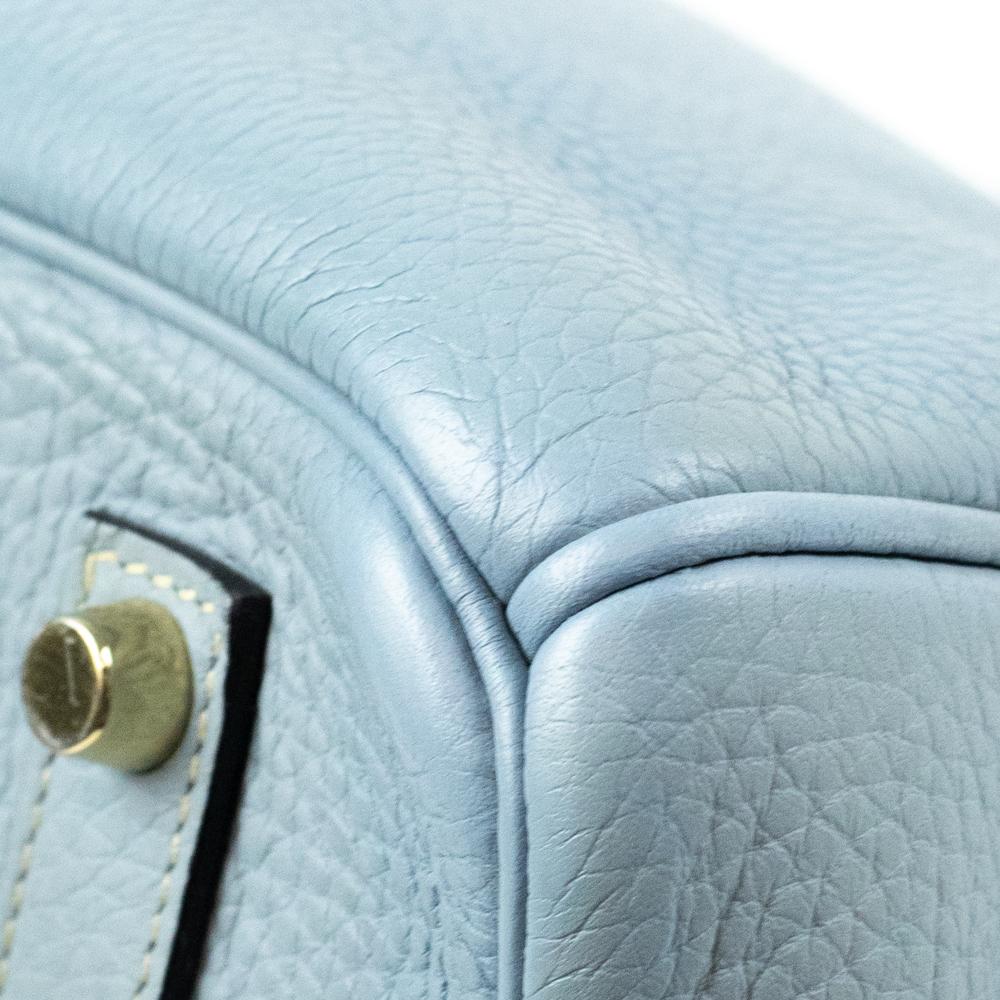 Birkin 35 in blue leather For Sale 9