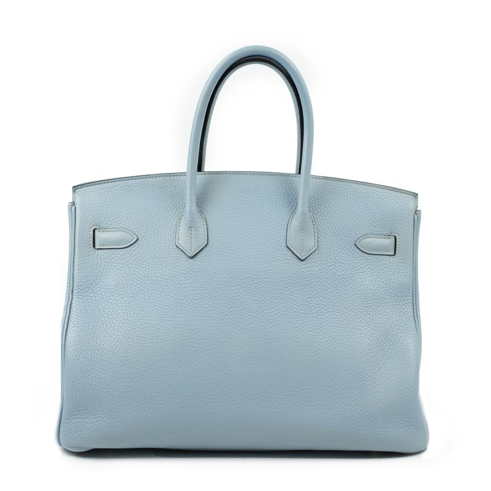 Birkin 35 in blue leather In Good Condition For Sale In Clichy, FR