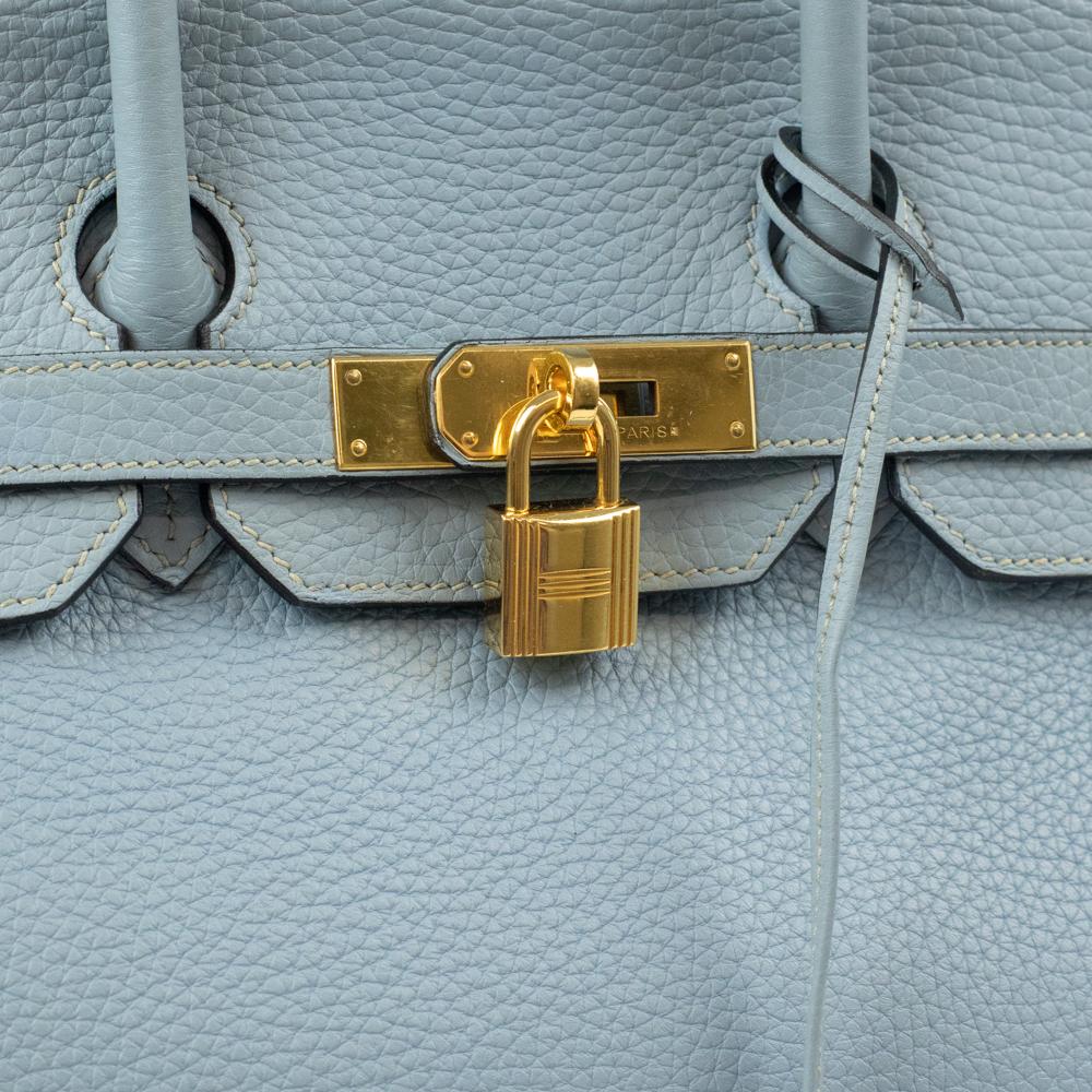 Birkin 35 in blue leather For Sale 2