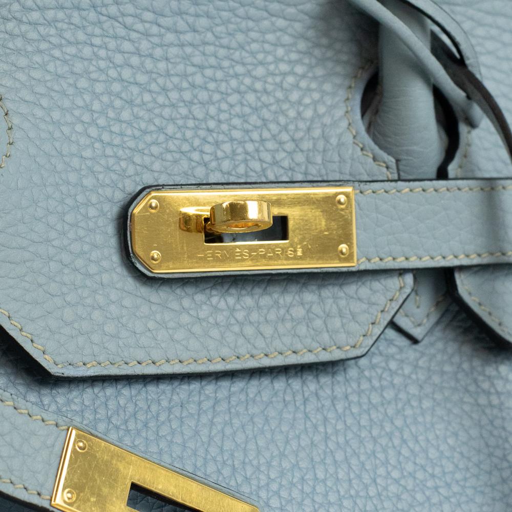 Birkin 35 in blue leather For Sale 3