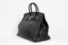 Birkin 40cm Hermes Black Fjord Leather Palladium Hardware 2006s