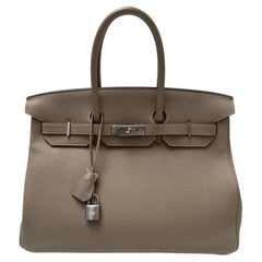 Birkin Argile Grey 35 Bag with palladium hardware