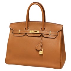 Birkin Bag  Gold 35 HERMES Togo Leather