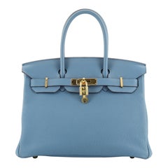 Birkin Handbag Azur Clemence with Gold Hardware 30