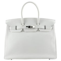 Birkin Handbag Blanc Clemence with Palladium Hardware 35