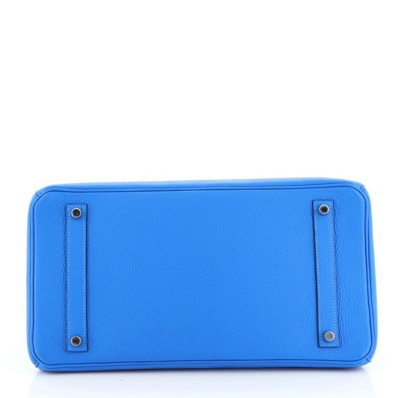 Women's or Men's Birkin Handbag Bleu Hydra Clemence with Palladium Hardware 35