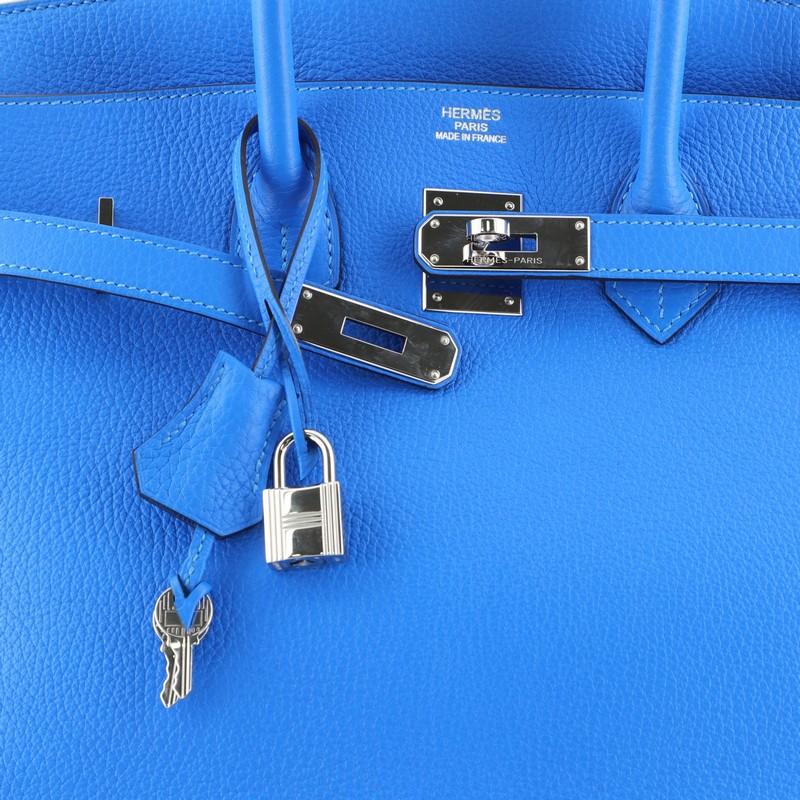 Birkin Handbag Bleu Hydra Clemence with Palladium Hardware 35 2