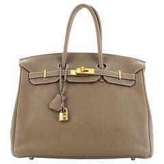 Birkin Handbag Etoupe Clemence with Gold Hardware 35