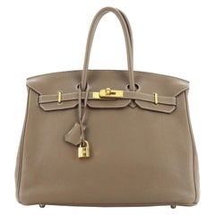 Birkin Handbag Etoupe Clemence with Gold Hardware 35