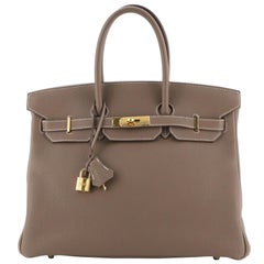 Birkin Handbag Grey Togo with Gold Hardware 35