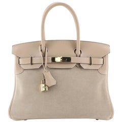 Birkin Handbag Light Grizzly with Swift with Palladium Hardware 30