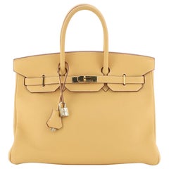 Birkin Handbag Natural Sable Clemence with Gold Hardware 35