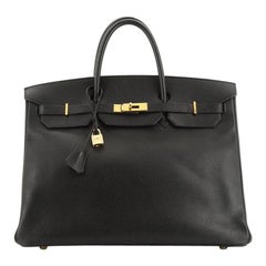 Birkin Handbag Noir Ardennes with Gold Hardware 40