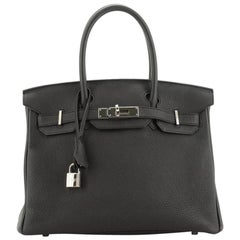 Birkin Handbag Noir Togo with Palladium Hardware 30