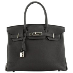 Birkin Handbag Noir Togo with Palladium Hardware 30