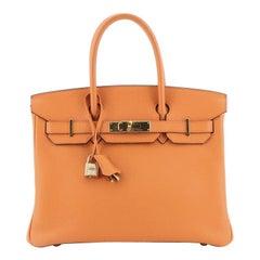Birkin Handbag Orange H Clemence with Gold Hardware 30