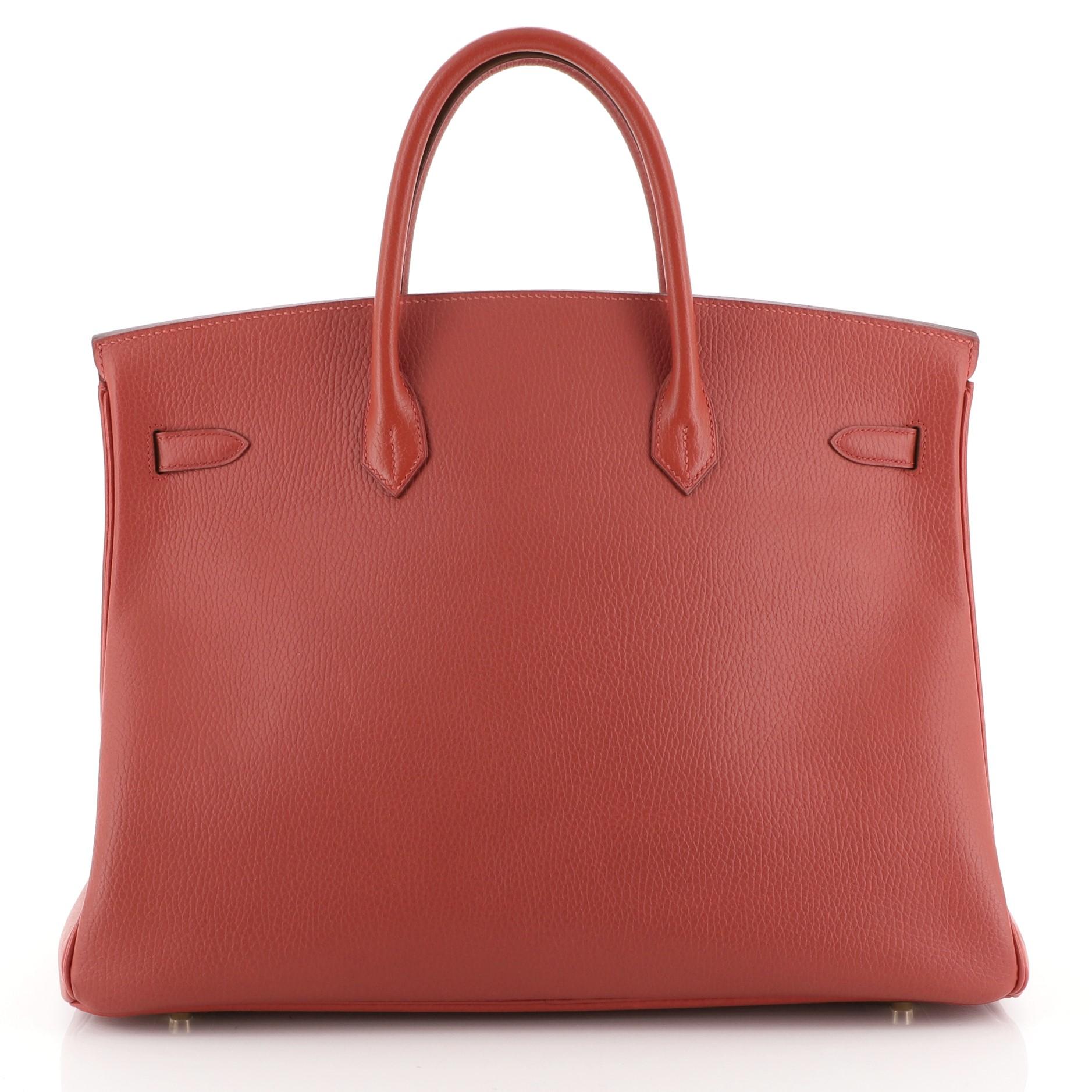 Pink Birkin Handbag Red Ardennes with Gold Hardware 40