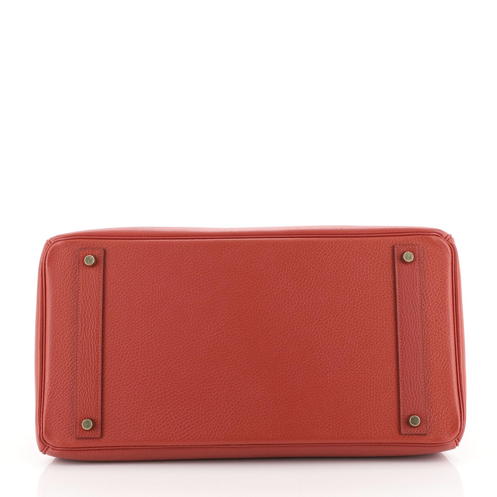 Birkin Handbag Red Ardennes with Gold Hardware 40 In Good Condition In NY, NY