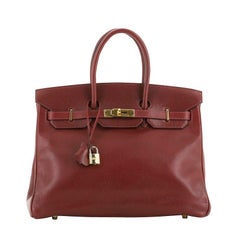 Birkin Handbag Rouge H Veau Grain Lisse with Gold Hardware 35