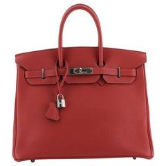 Birkin Handbag Rouge Vif Togo with Palladium Hardware 35