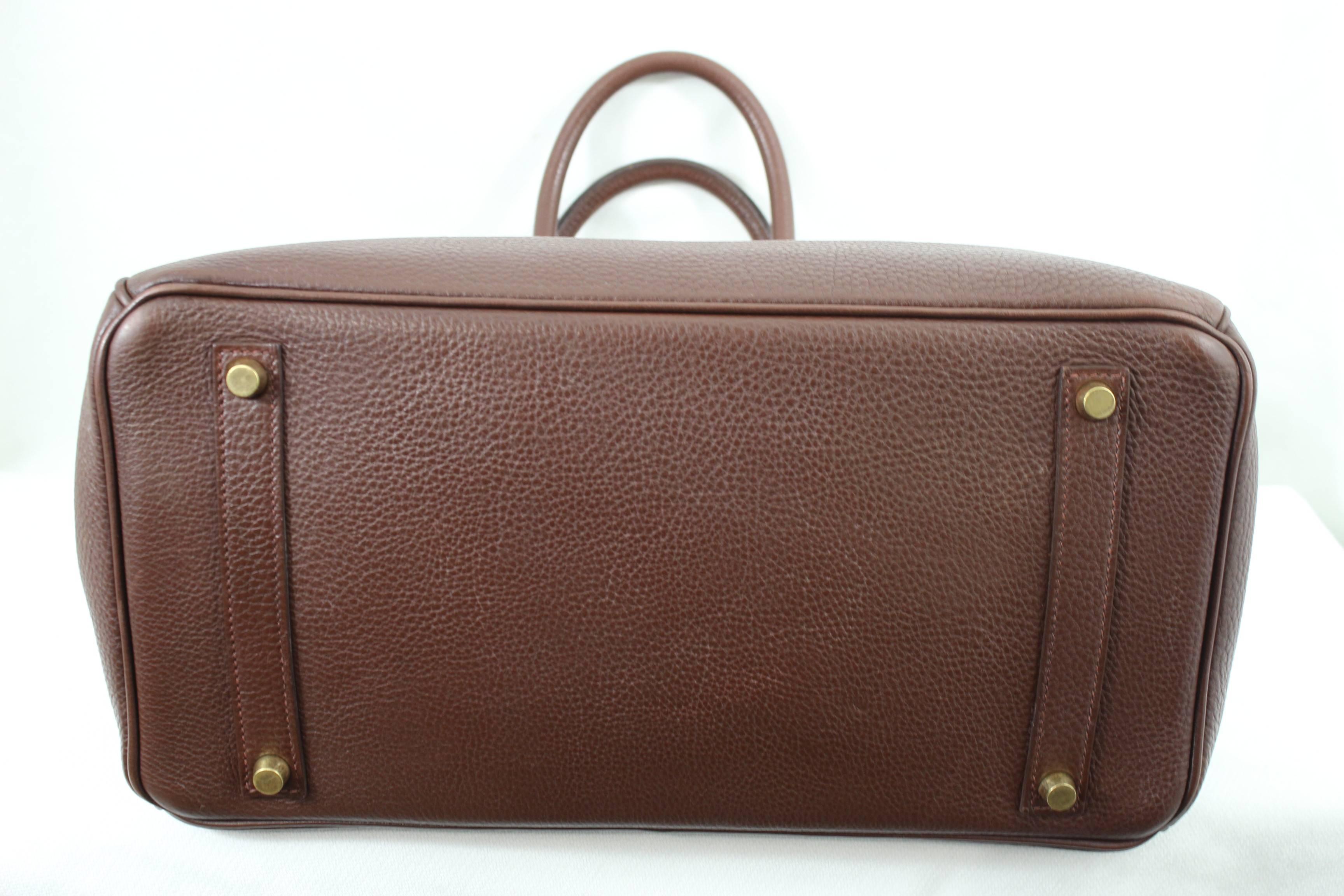 Birkin Hermes 35 in Havane Clemence Taurillon Leather For Sale 1
