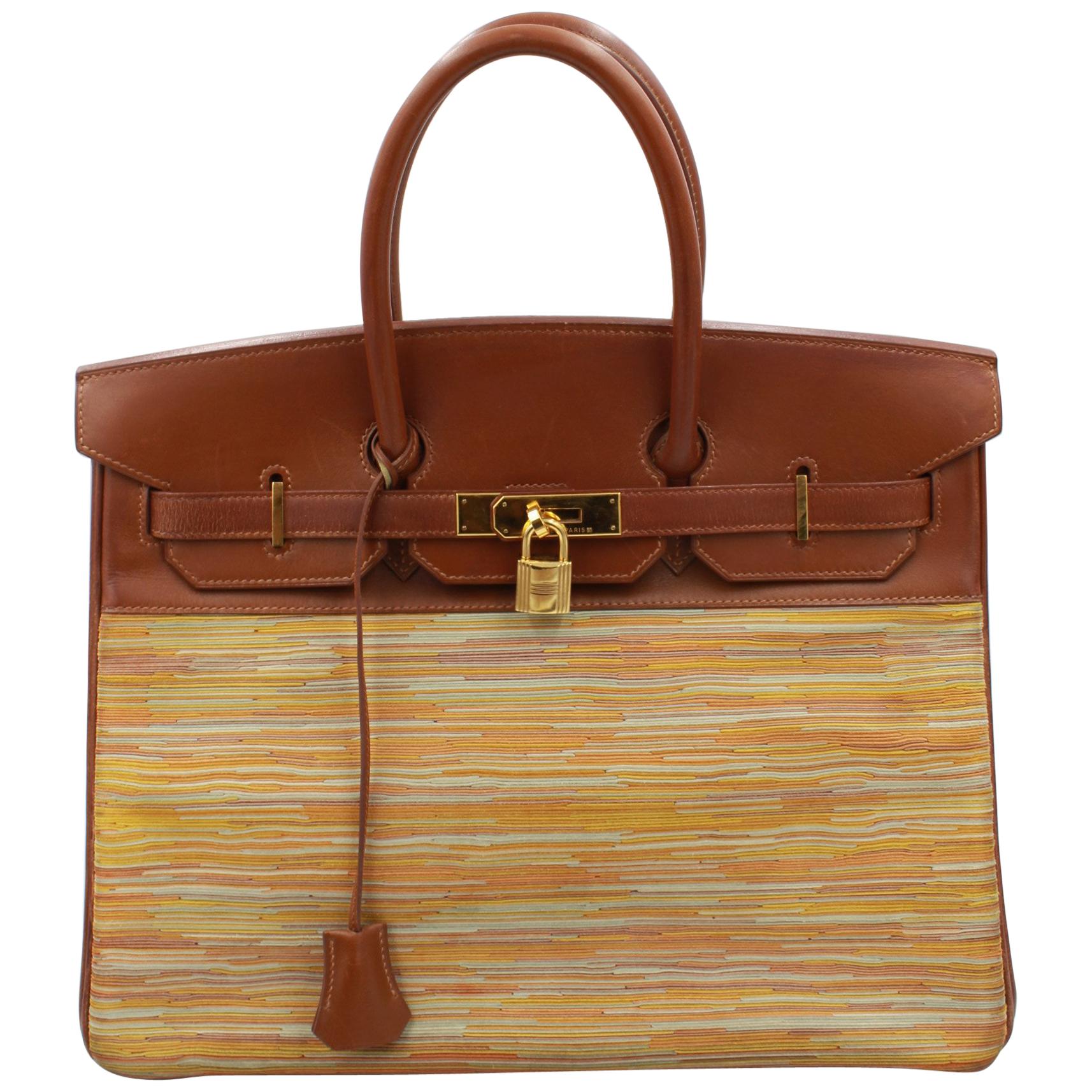Birkin Hermes 35 in Vibrato and Brown leather