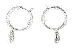 Birks 1.15 CTW Diamond 18 Karat Gold Cluster Huggie Drop Earrings