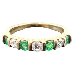 BIRKS 14K Yellow Gold Emerald and Diamond 7-Stone Ring 0.40TCW