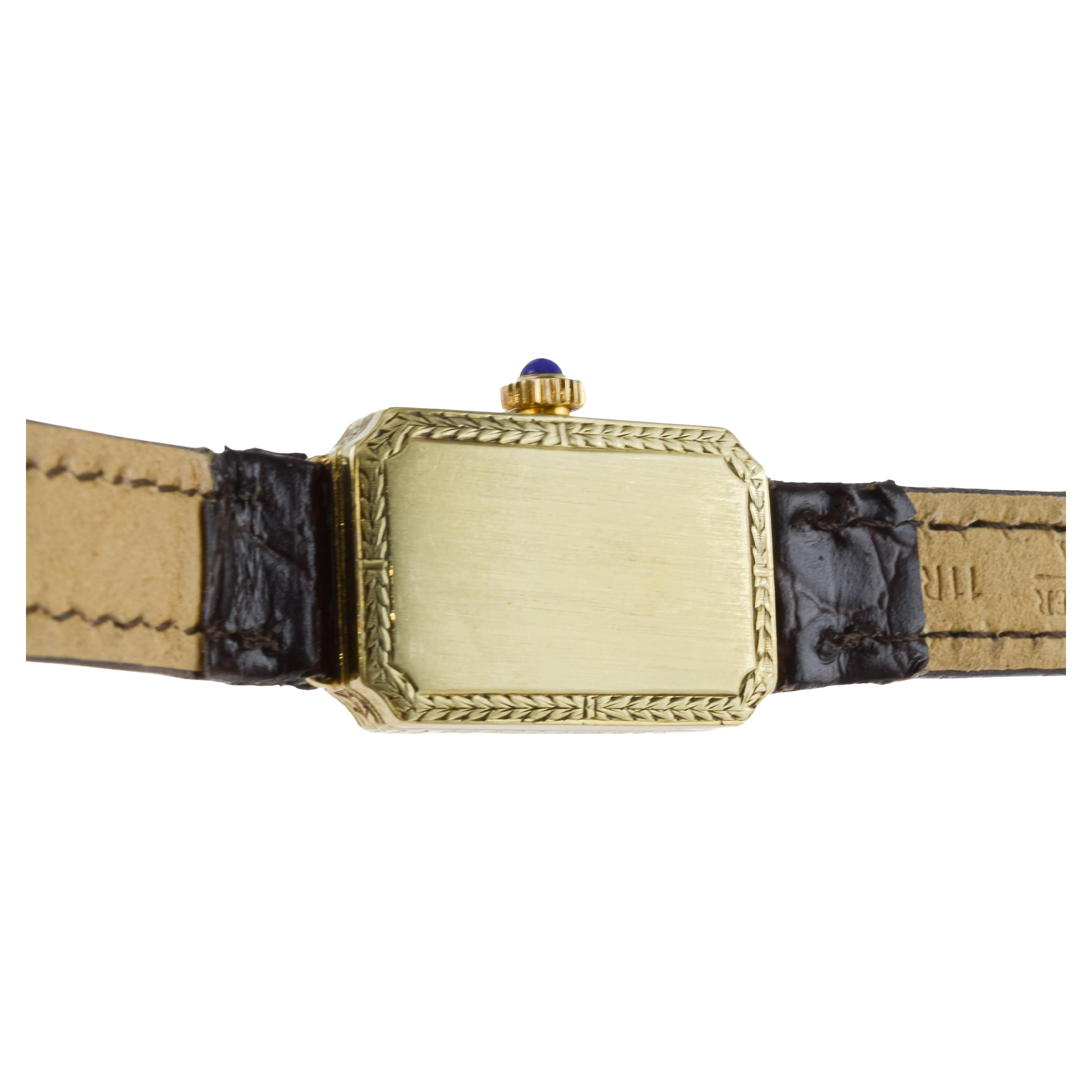 Birks 14Kt Yellow Gold and Enamel Ladies Art Deco Watch circa 1930's 6