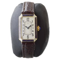 Birks 14Kt Yellow Gold and Enamel Ladies Art Deco Watch circa 1930's