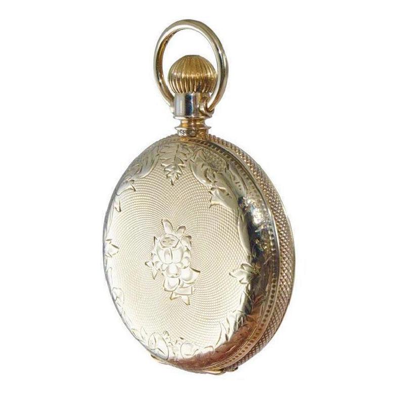  Birks, 18 Karat Hand Engraved Pocket Watch Circa 1887 In Good Condition For Sale In Long Beach, CA
