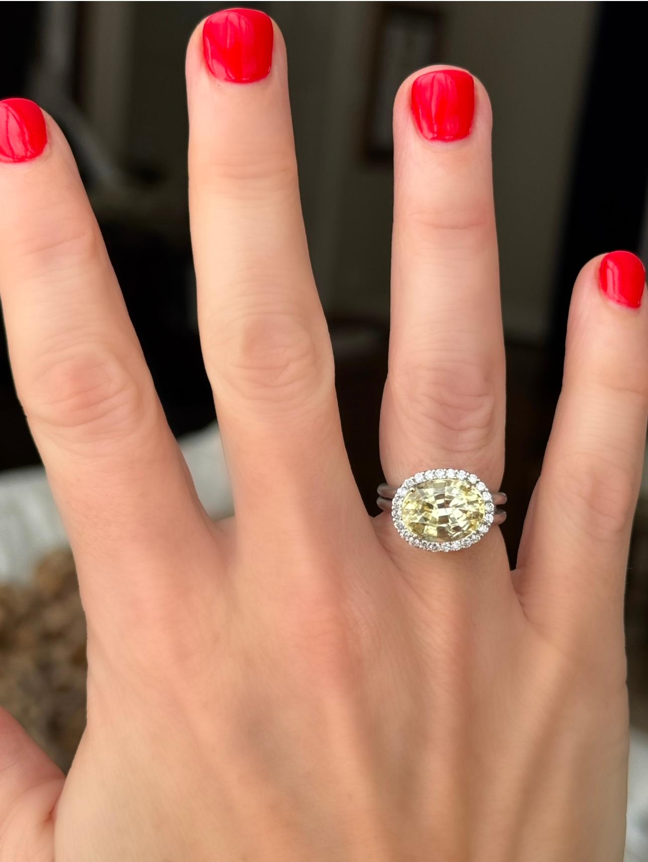 Women's Birks 18K Gold and Unheated Yellow Sapphire and Diamond Halo Ring