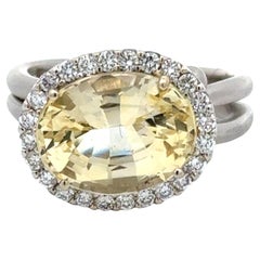 Birks 18K Gold and Unheated Yellow Sapphire and Diamond Halo Ring