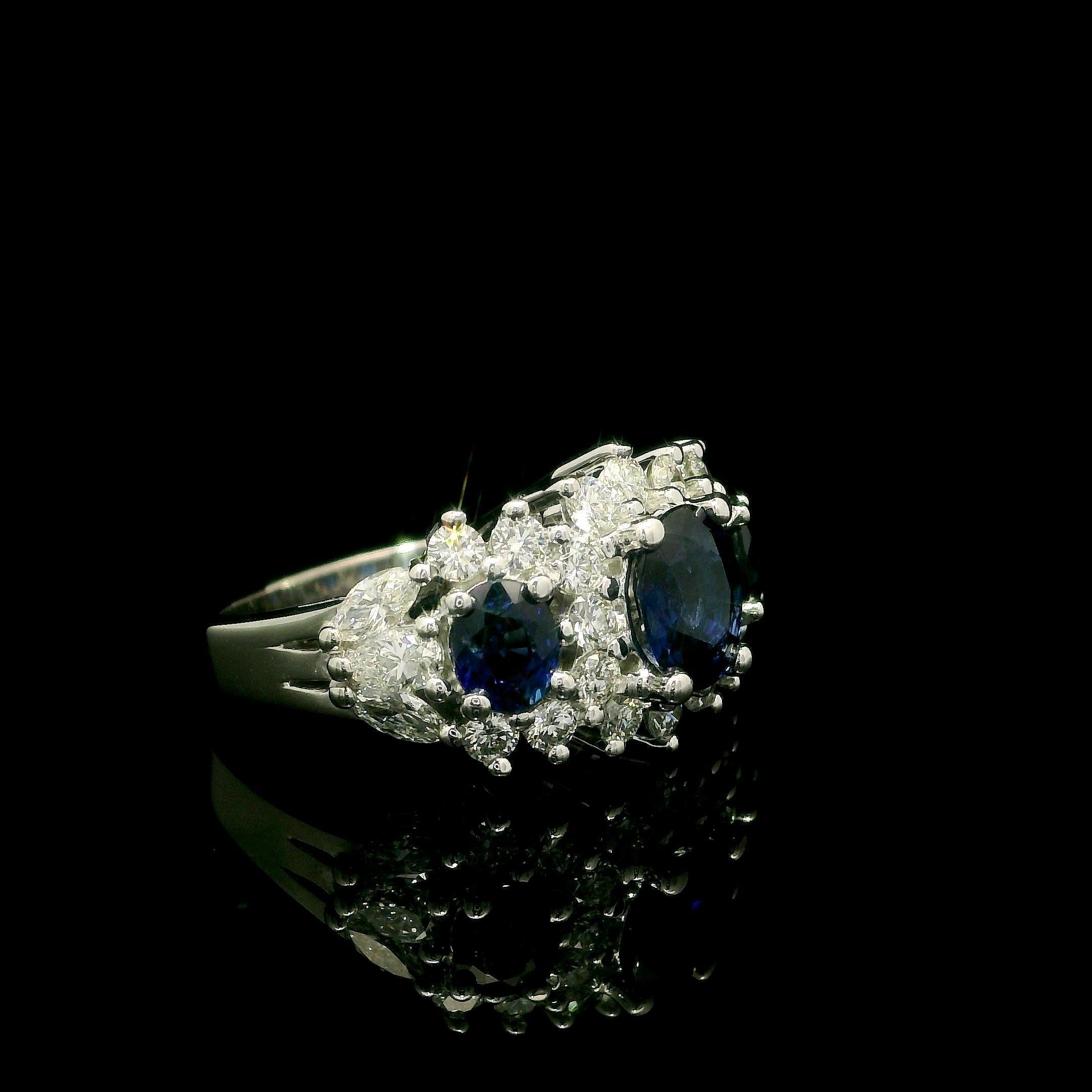 Oval Cut Birks 18k Gold High Quality 3.26ctw Oval Sapphire Diamond 12.2mm Wide Band Ring
