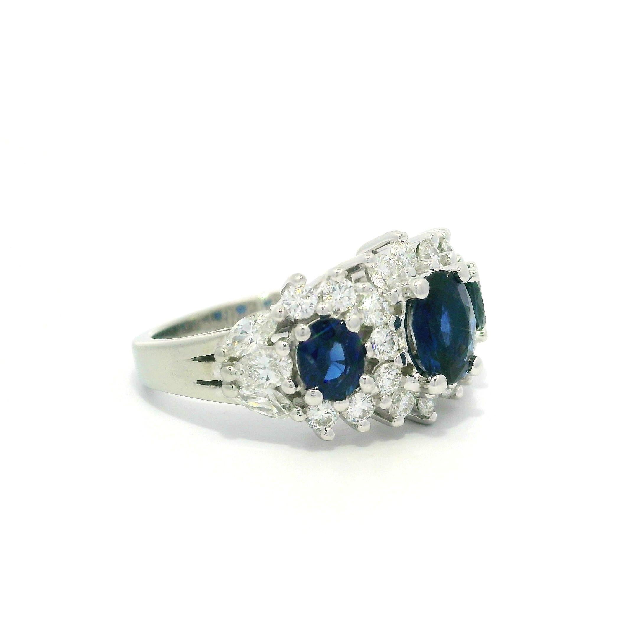 Birks 18k Gold High Quality 3.26ctw Oval Sapphire Diamond 12.2mm Wide Band Ring 3