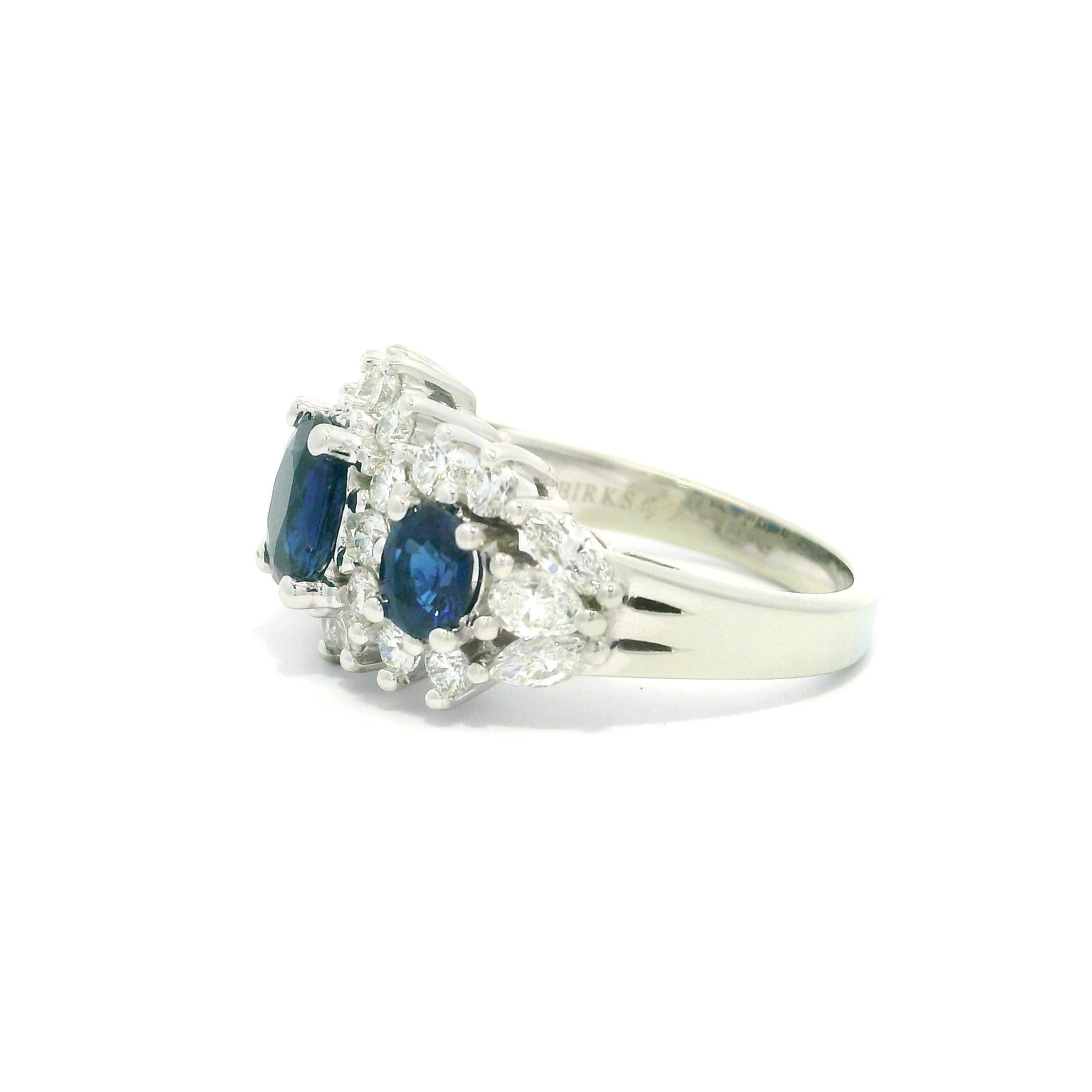 Birks 18k Gold High Quality 3.26ctw Oval Sapphire Diamond 12.2mm Wide Band Ring 4