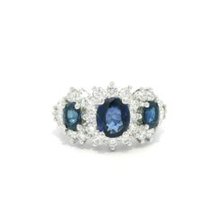 Birks 18k Gold High Quality 3.26ctw Oval Sapphire Diamond 12.2mm Wide Band Ring