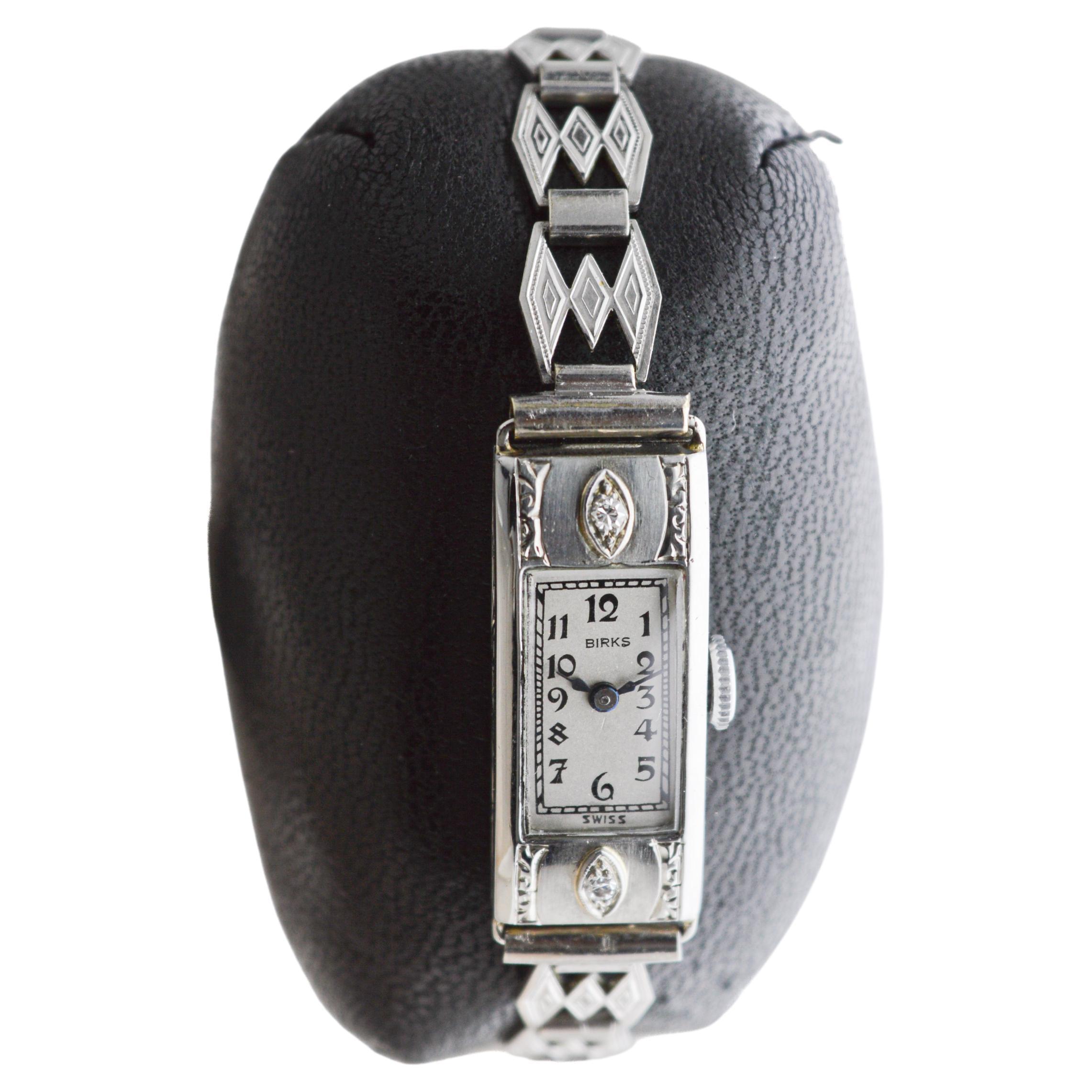 Birks 18Kt. White Gold Art Deco Ladie's Watch 1930's In Excellent Condition For Sale In Long Beach, CA