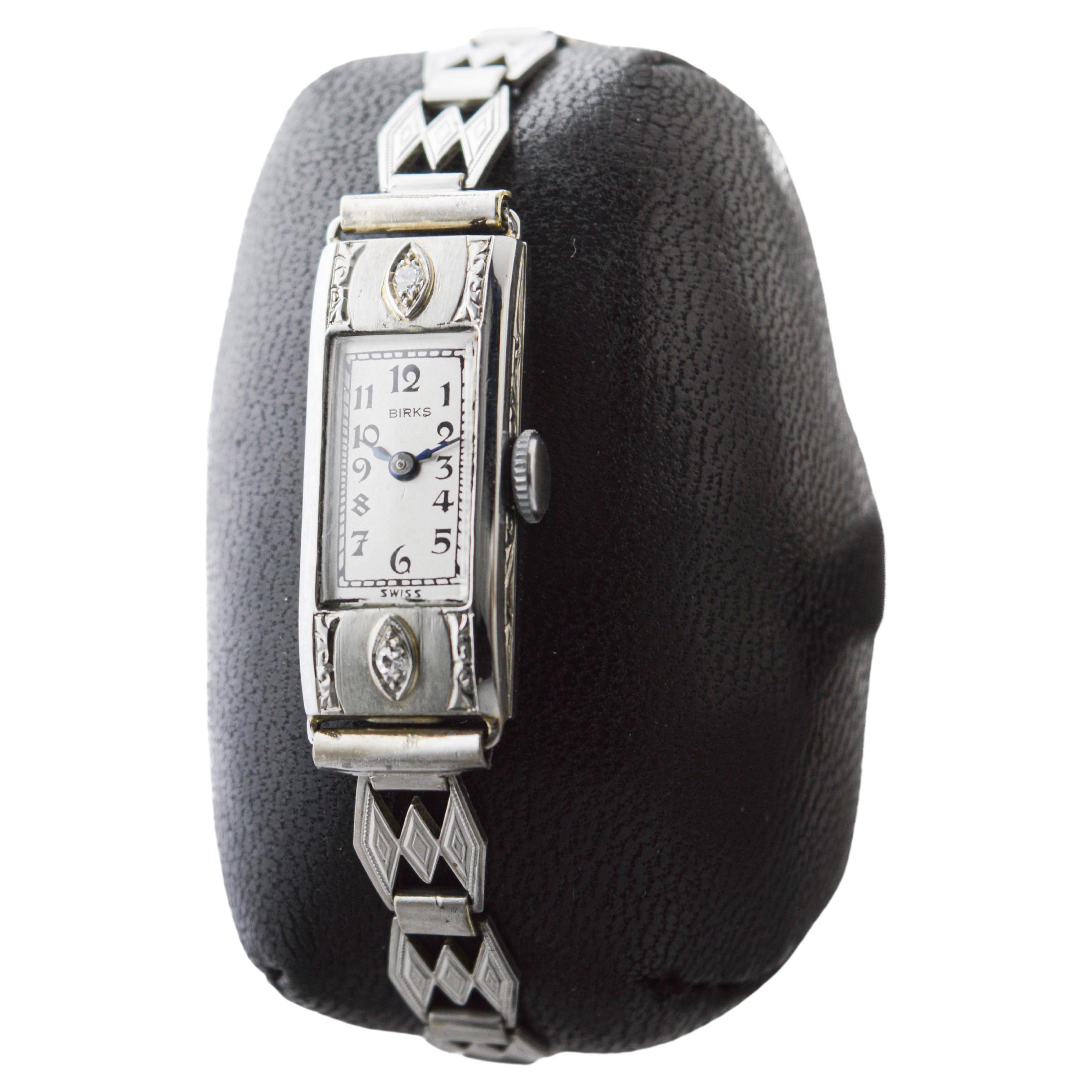 Women's Birks 18Kt. White Gold Art Deco Ladie's Watch 1930's For Sale